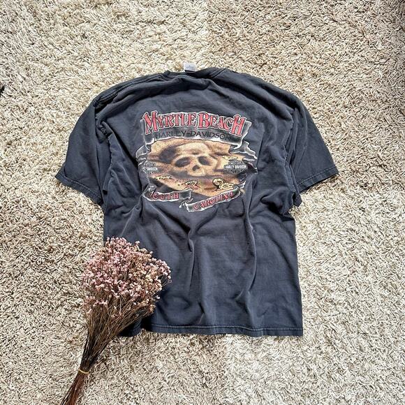 2002 Vintage Harley Davidson Myrtle Beach South Carolina Tee Faded USA Men’s XL - Picture 1 of 11